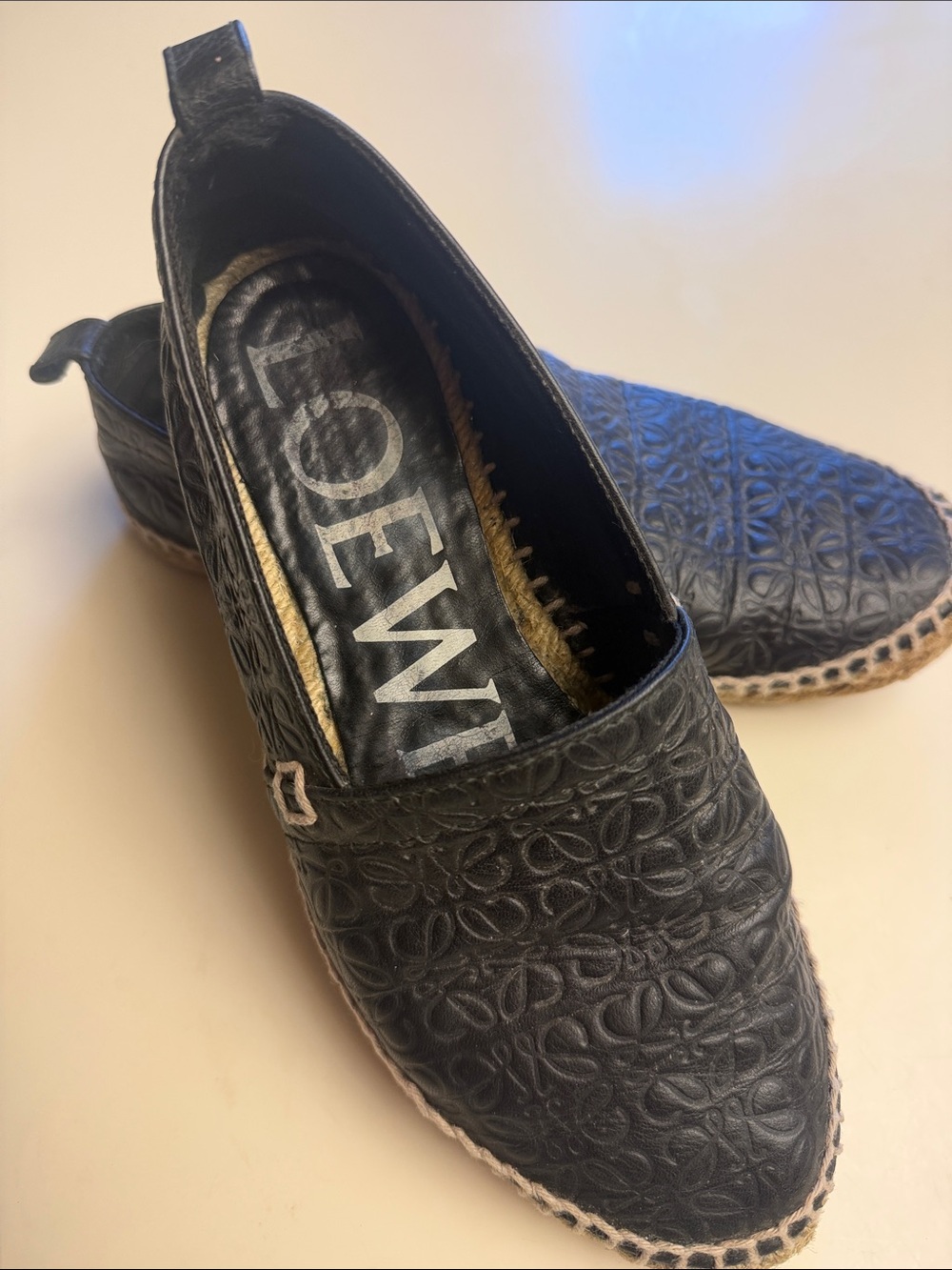 Loewe Black Quilted Espadrille Flats Size 8
